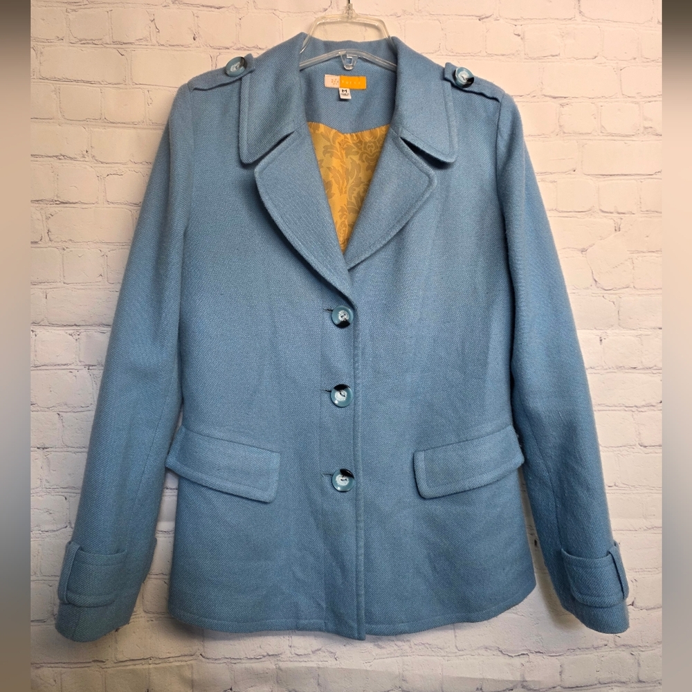 Tulle/ Wool Blend Blue Coat